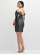 Alt View 4 Thumbnail - Pewter Satin Off-the-Shoulder Bow Corset Fit and Flare Mini Dress