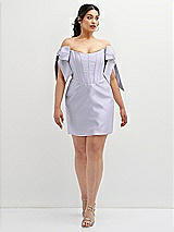 Alt View 2 Thumbnail - Silver Dove Satin Off-the-Shoulder Bow Corset Fit and Flare Mini Dress