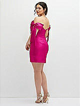 Alt View 4 Thumbnail - Think Pink Satin Off-the-Shoulder Bow Corset Fit and Flare Mini Dress