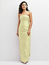 Front View Thumbnail - Butter Yellow Strapless Draped Bodice Column Dress with Oversized Bow