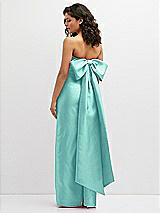 Rear View Thumbnail - Coastal Strapless Draped Bodice Column Dress with Oversized Bow