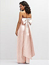 Rear View Thumbnail - Blush Strapless Draped Bodice Column Dress with Oversized Bow