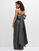 Rear View Thumbnail - Gunmetal Strapless Draped Bodice Column Dress with Oversized Bow