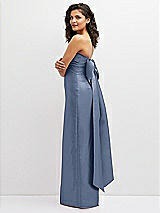 Side View Thumbnail - Larkspur Blue Strapless Draped Bodice Column Dress with Oversized Bow