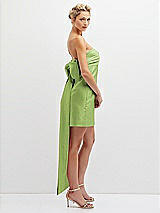 Side View Thumbnail - Mojito Strapless Satin Column Mini Dress with Oversized Bow