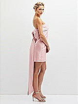 Side View Thumbnail - Ballet Pink Strapless Satin Column Mini Dress with Oversized Bow