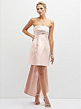 Front View Thumbnail - Blush Strapless Satin Column Mini Dress with Oversized Bow