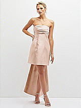 Front View Thumbnail - Cameo Strapless Satin Column Mini Dress with Oversized Bow