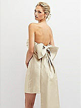 Alt View 1 Thumbnail - Champagne Strapless Satin Column Mini Dress with Oversized Bow