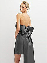 Alt View 1 Thumbnail - Gunmetal Strapless Satin Column Mini Dress with Oversized Bow