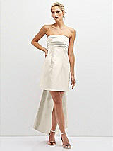 Front View Thumbnail - Ivory Strapless Satin Column Mini Dress with Oversized Bow