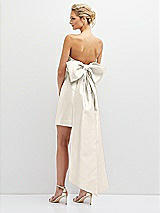 Rear View Thumbnail - Ivory Strapless Satin Column Mini Dress with Oversized Bow