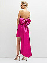 Rear View Thumbnail - Think Pink Strapless Satin Column Mini Dress with Oversized Bow