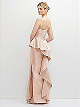 Rear View Thumbnail - Cameo Strapless Satin Maxi Dress with Cascade Ruffle Peplum Detail