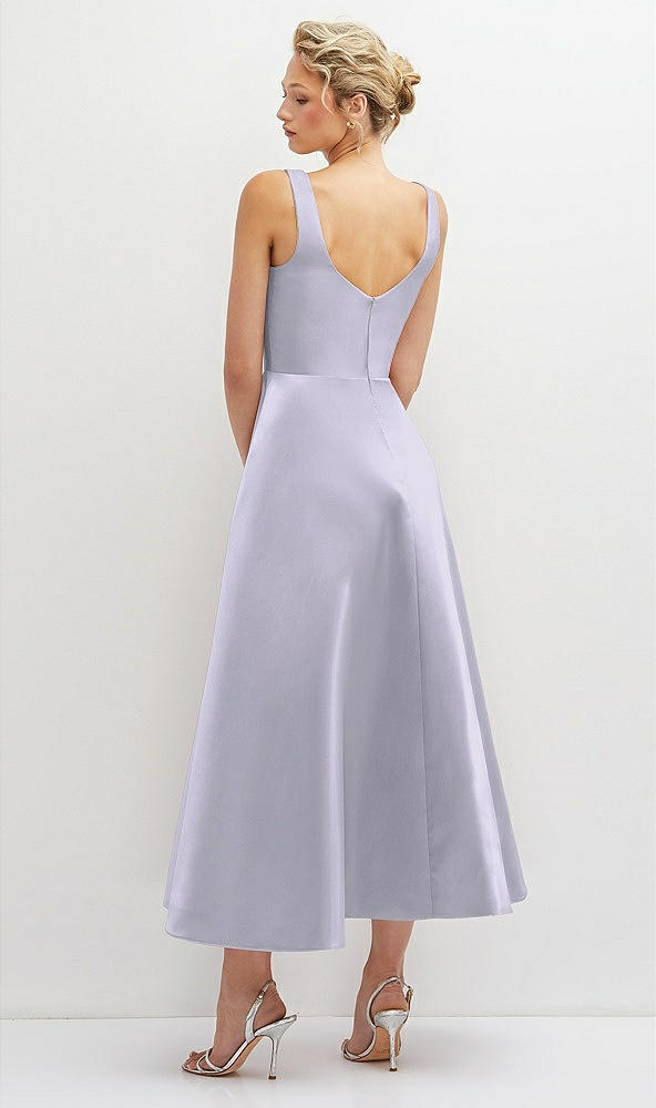 Back View - Silver Dove Square Neck Satin Midi Dress with Full Skirt & Pockets