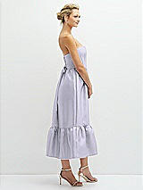 Side View Thumbnail - Silver Dove Strapless Satin Midi Corset Dress with Lace-Up Back & Ruffle Hem