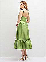 Rear View Thumbnail - Mojito Shirred Ruffle Hem Midi Dress with Self-Tie Spaghetti Straps and Pockets