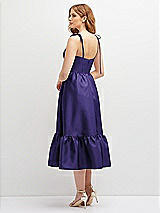 Rear View Thumbnail - Grape Shirred Ruffle Hem Midi Dress with Self-Tie Spaghetti Straps and Pockets