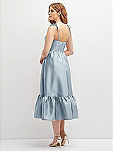 Rear View Thumbnail - Mist Shirred Ruffle Hem Midi Dress with Self-Tie Spaghetti Straps and Pockets