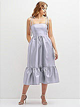 Front View Thumbnail - Silver Dove Shirred Ruffle Hem Midi Dress with Self-Tie Spaghetti Straps and Pockets