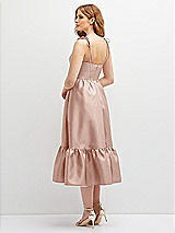 Rear View Thumbnail - Toasted Sugar Shirred Ruffle Hem Midi Dress with Self-Tie Spaghetti Straps and Pockets