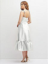 Rear View Thumbnail - White Shirred Ruffle Hem Midi Dress with Self-Tie Spaghetti Straps and Pockets