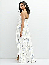 Rear View Thumbnail - Bleu Garden Strapless Draped Notch Neck Chiffon High-Low Dress