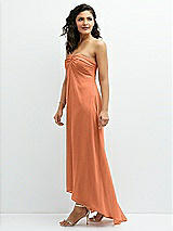 Side View Thumbnail - Sweet Melon Strapless Draped Notch Neck Chiffon High-Low Dress