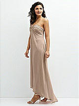 Side View Thumbnail - Topaz Strapless Draped Notch Neck Chiffon High-Low Dress