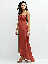 Side View Thumbnail - Amber Sunset Strapless Draped Notch Neck Chiffon High-Low Dress