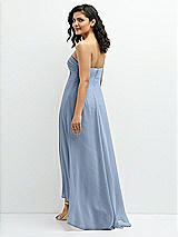 Rear View Thumbnail - Cloudy Strapless Draped Notch Neck Chiffon High-Low Dress