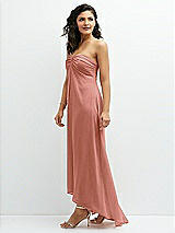 Side View Thumbnail - Desert Rose Strapless Draped Notch Neck Chiffon High-Low Dress