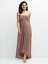 Front View Thumbnail - Sienna Strapless Draped Notch Neck Chiffon High-Low Dress