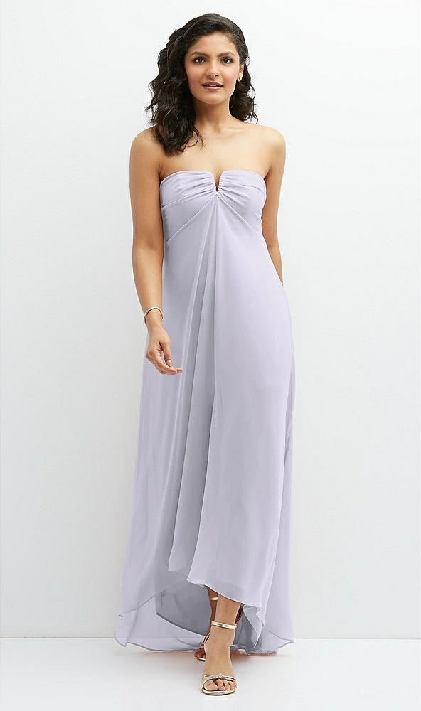 Front View - Silver Dove Strapless Draped Notch Neck Chiffon High-Low Dress