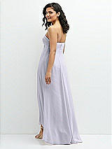 Rear View Thumbnail - Silver Dove Strapless Draped Notch Neck Chiffon High-Low Dress