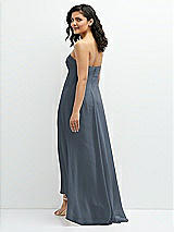 Rear View Thumbnail - Silverstone Strapless Draped Notch Neck Chiffon High-Low Dress