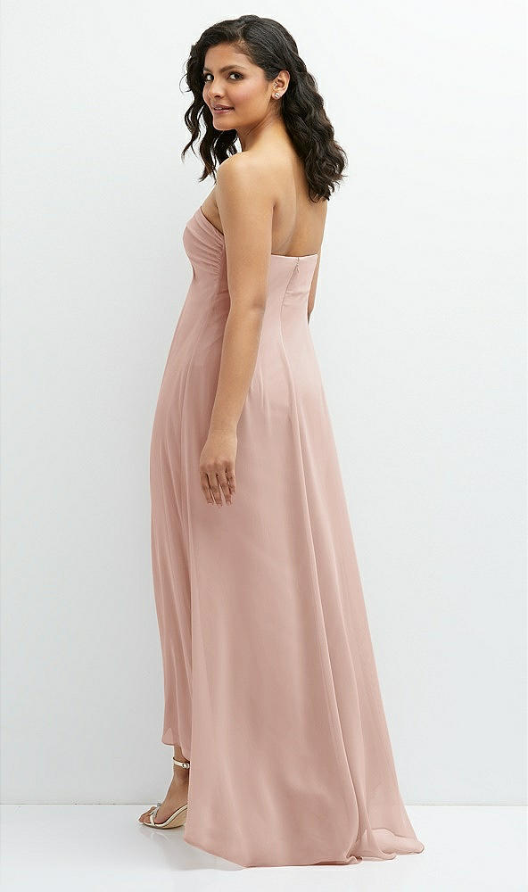 Back View - Toasted Sugar Strapless Draped Notch Neck Chiffon High-Low Dress