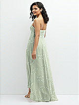 Rear View Thumbnail - Vintage Primrose Sage Strapless Draped Notch Neck Chiffon High-Low Dress