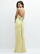 Rear View Thumbnail - Butter Yellow Plunge Halter Open-Back Maxi Bias Dress with Low Tie Back