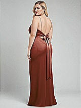 Alt View 3 Thumbnail - Auburn Moon Plunge Halter Open-Back Maxi Bias Dress with Low Tie Back