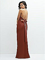 Rear View Thumbnail - Auburn Moon Plunge Halter Open-Back Maxi Bias Dress with Low Tie Back