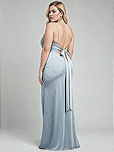 Alt View 3 Thumbnail - Mist Plunge Halter Open-Back Maxi Bias Dress with Low Tie Back