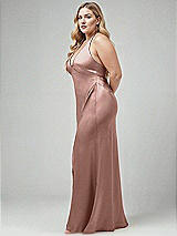 Alt View 2 Thumbnail - Neu Nude Plunge Halter Open-Back Maxi Bias Dress with Low Tie Back