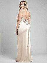 Alt View 3 Thumbnail - Oat Plunge Halter Open-Back Maxi Bias Dress with Low Tie Back