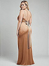 Alt View 3 Thumbnail - Toffee Plunge Halter Open-Back Maxi Bias Dress with Low Tie Back