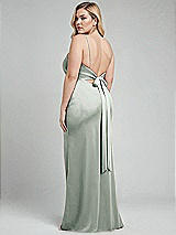 Alt View 3 Thumbnail - Willow Green Plunge Halter Open-Back Maxi Bias Dress with Low Tie Back