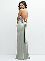 Rear View Thumbnail - Willow Green Plunge Halter Open-Back Maxi Bias Dress with Low Tie Back