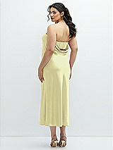 Alt View 3 Thumbnail - Butter Yellow Strapless Midi Bias Column Dress with Peek-a-Boo Corset Back