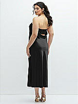 Alt View 3 Thumbnail - Black Strapless Midi Bias Column Dress with Peek-a-Boo Corset Back