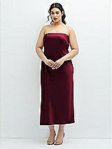 Alt View 1 Thumbnail - Cabernet Strapless Midi Bias Column Dress with Peek-a-Boo Corset Back